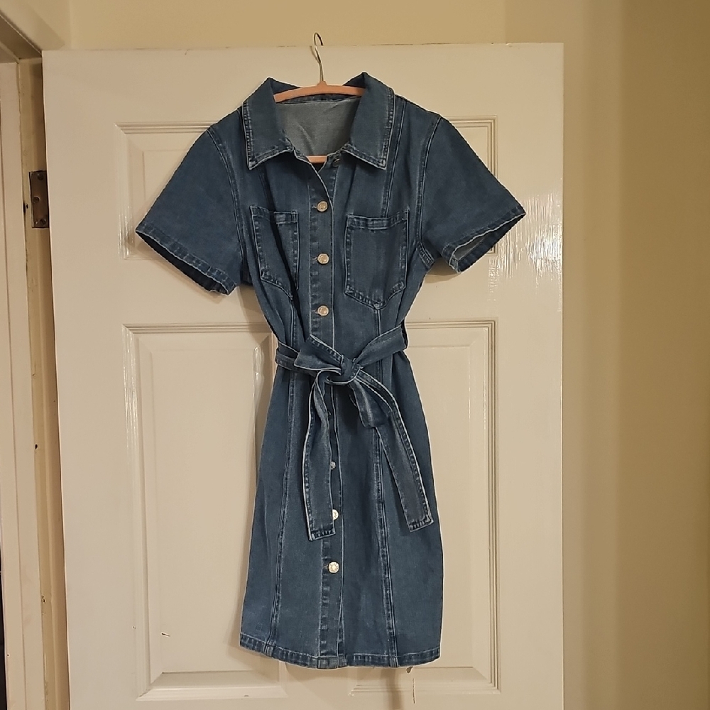 Casual Denim Blue Short Dress